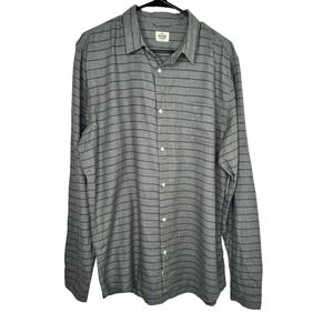 Marine Layer Mens Larger Soft Flannel Striped Cotton Gray Blue L XL Large L
